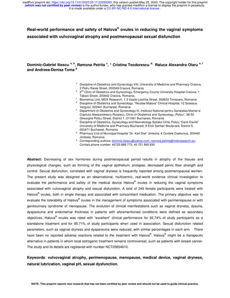 Real‑world performance and safety of vaginal ovules in reducing .